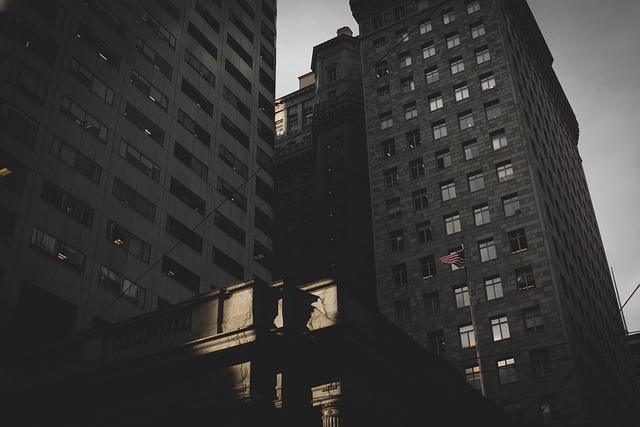Toronto office district street view near Bay Street modern buildings and greenery